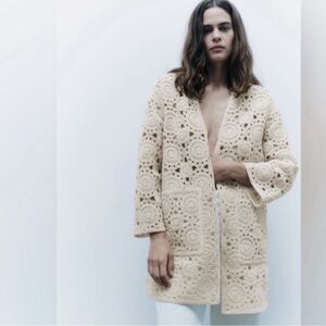 ZARA MACRAME KNIT COAT